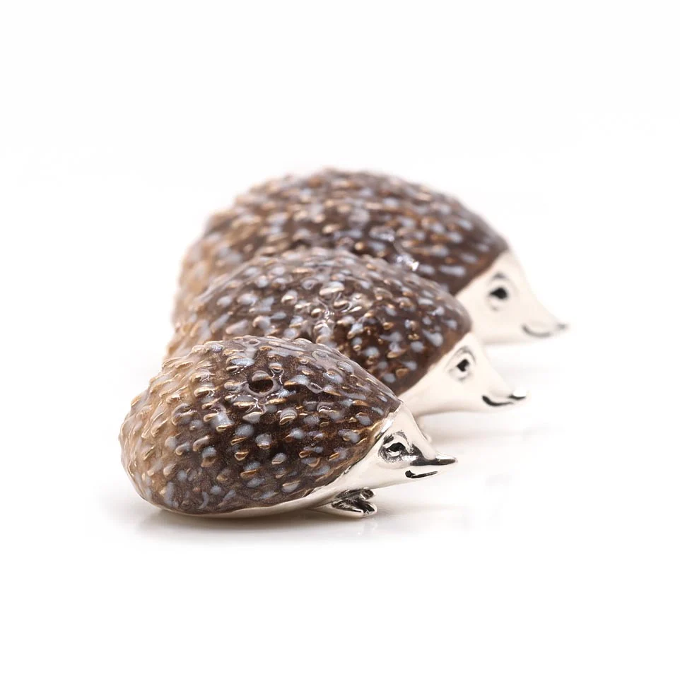 Trio of Silver and Enamel Hedgehogs - Image 2