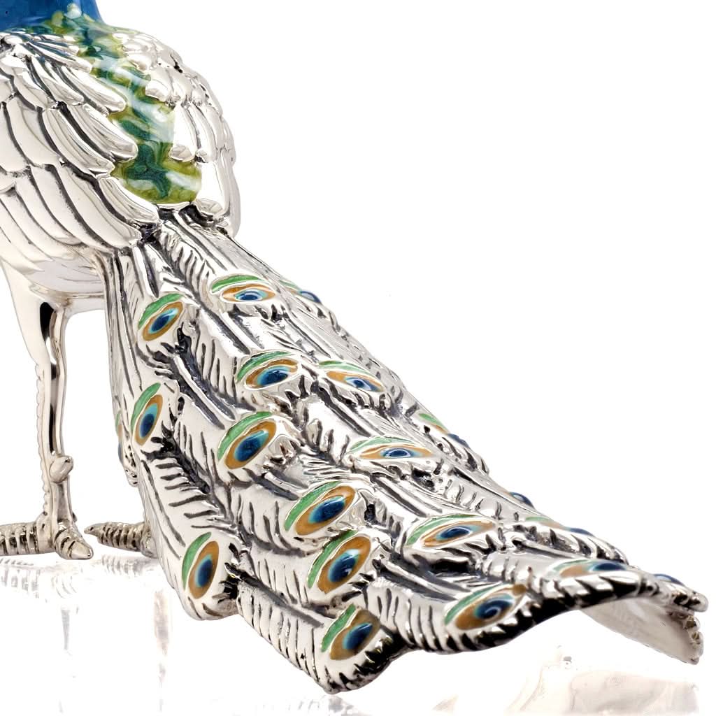 Silver and Enamel Peacock - Image 2
