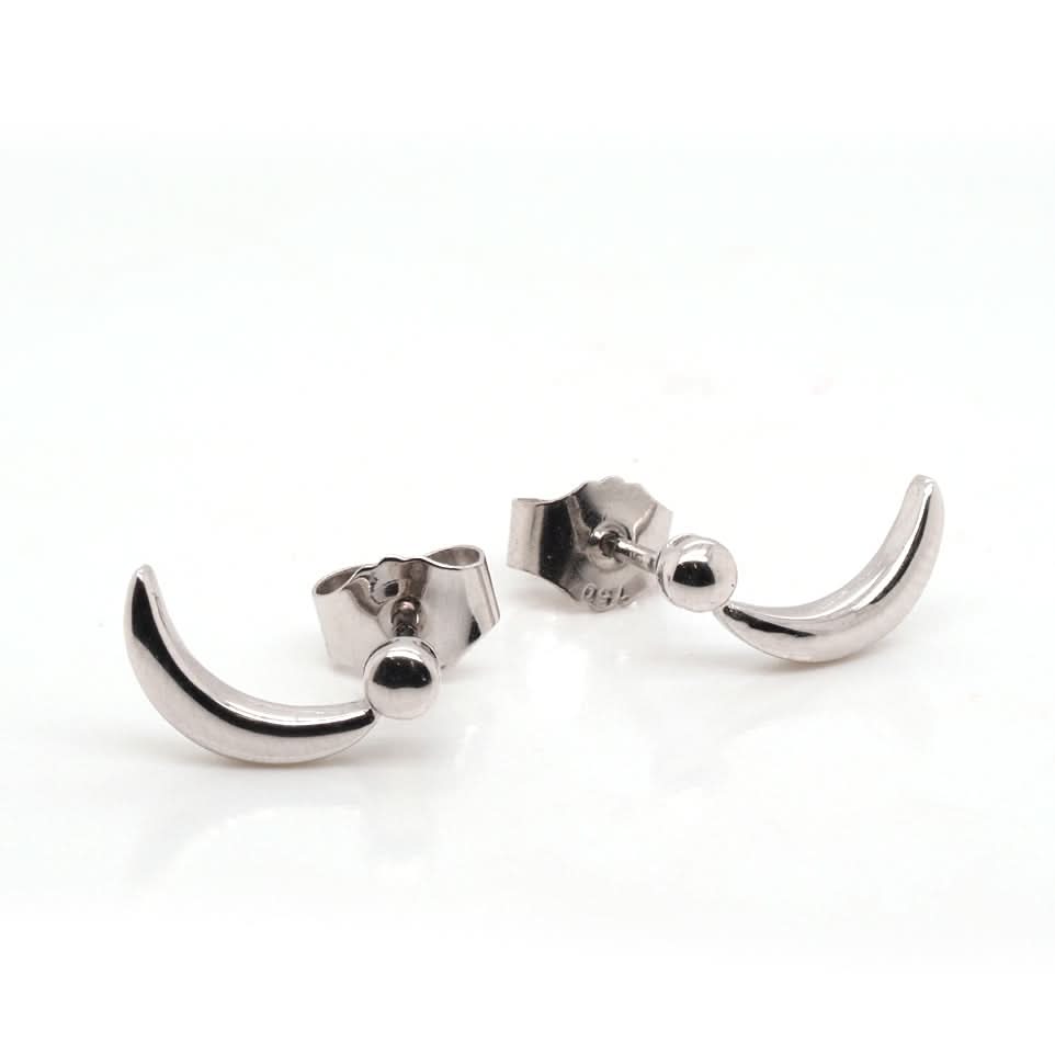 Silver Crescent Earrings - Image 2