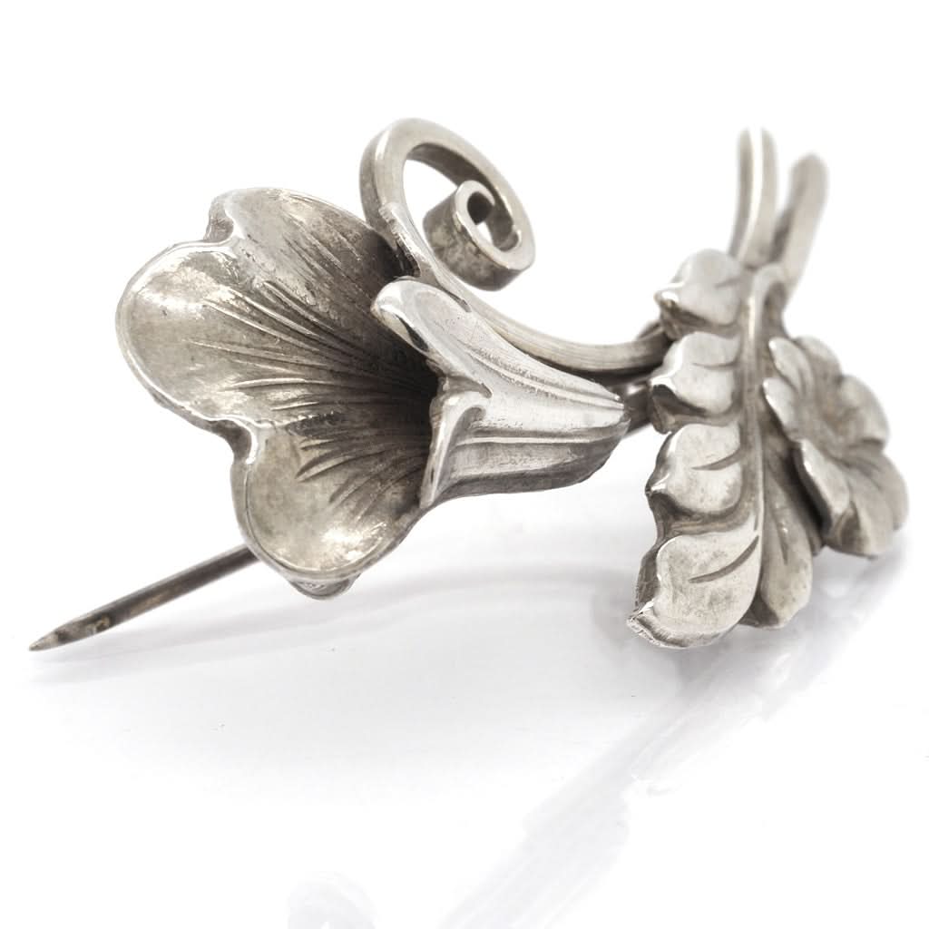 Silver Flower Spray Swedish Brooch - Image 2