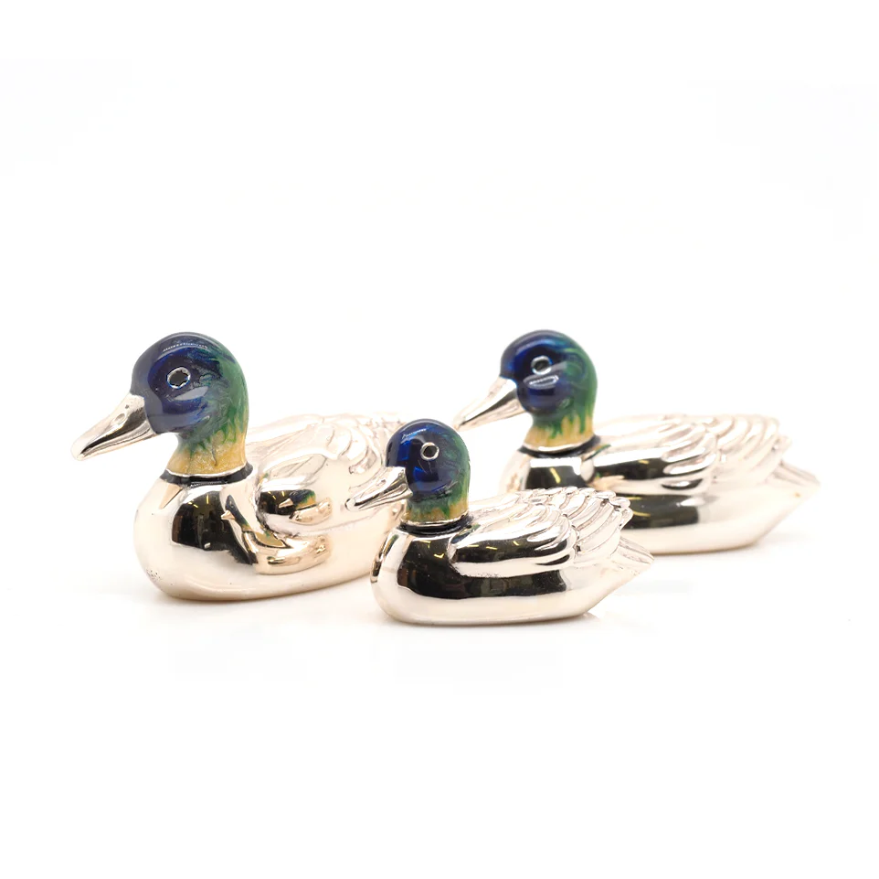 Trio of Silver and Enamel Ducks - Image 2