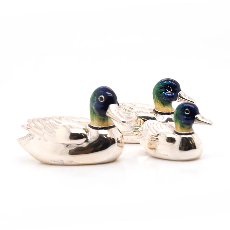 Trio of Silver and Enamel Ducks - Image 3