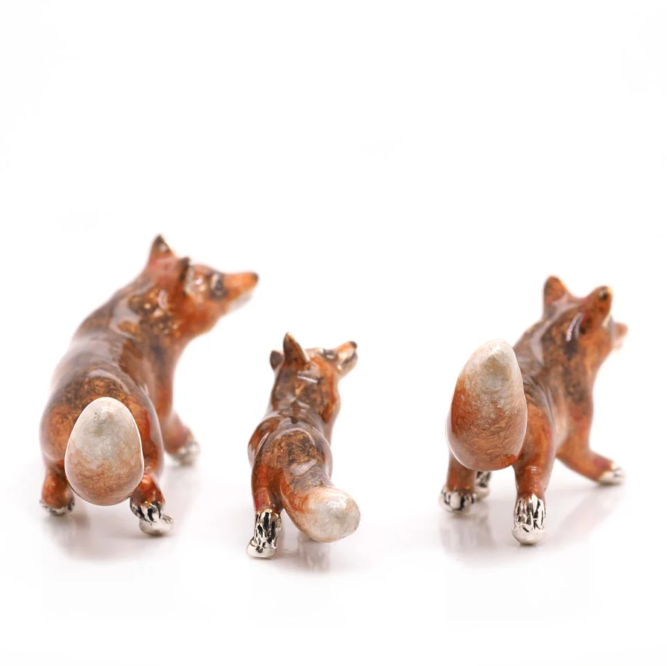 Trio of Silver and Enamel Foxes - Image 4