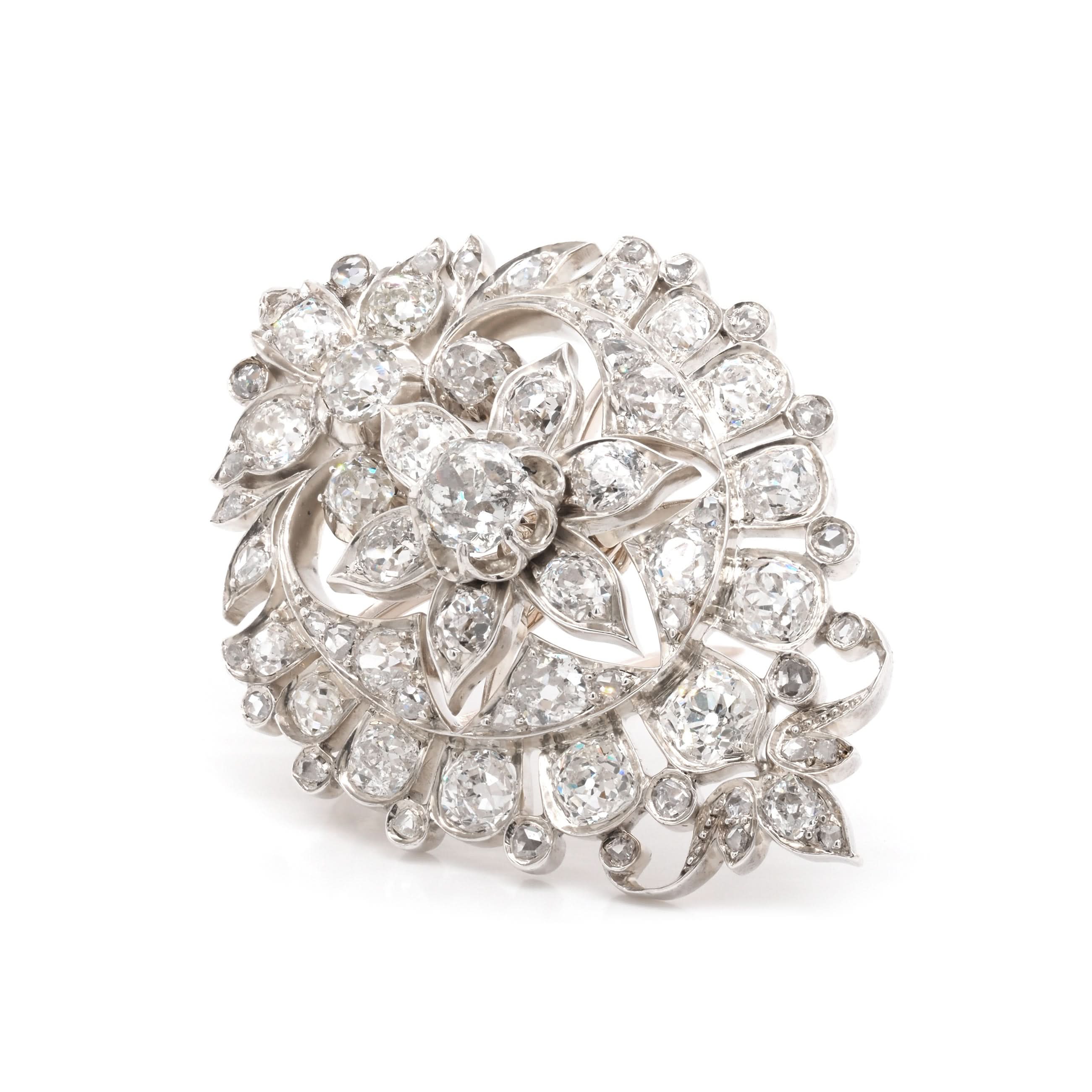 Victorian Gold and Silver Diamond-Set Brooch with Fitted Box - Image 2